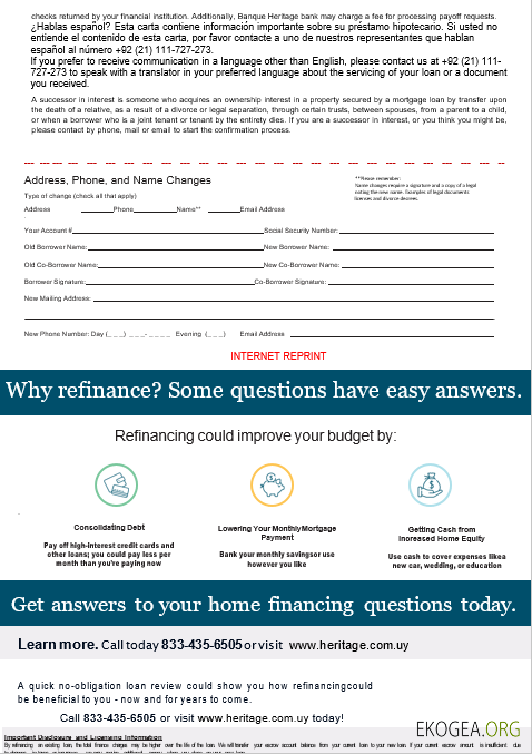 Relevé hypothécaire Uruguay Banque Heritage aux formats Word et PDF, 3 pages 3 template Relevé hypothécaire Uruguay Banque Heritage aux formats Word et PDF, 3 pages 3 template